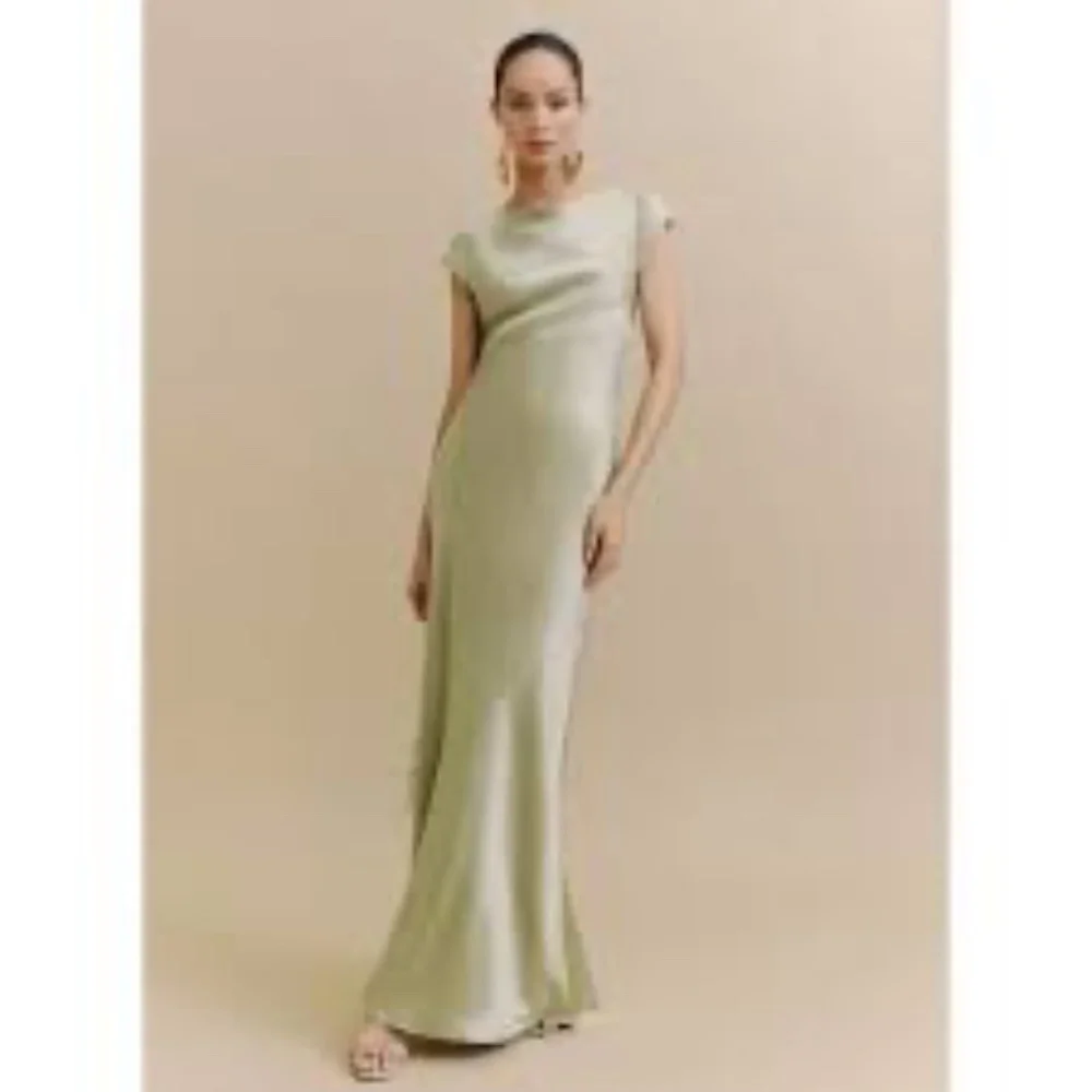 Reformation Niamh Silk Maxi Dress Green 12 NWT - Picture 2 of 12